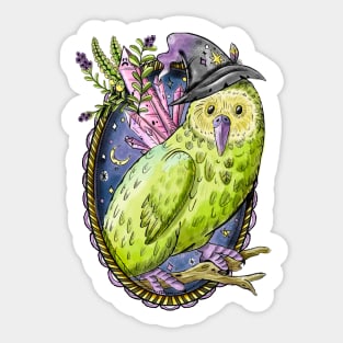 Nonbinary Pride Witch Kakapo Bird in Digital Sticker